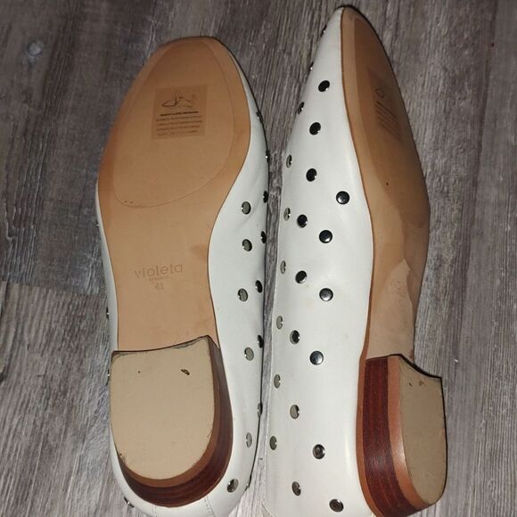 Violeta by Mango off white embellished studded flats  Sz 41 - Picture 6 of 7